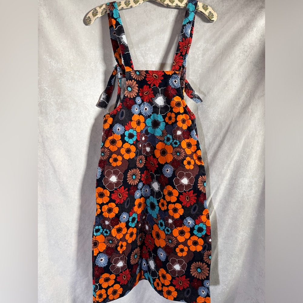 Lucy & Yak Freyja Corduroy Floral Print 70s Dawn Print Jumper Midi Dress - Picture 5 of 6